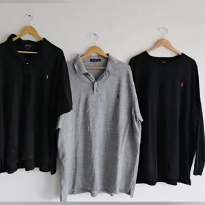 Polo Ralph Lauren BUNDLE of 3 Men's Shirts 3XLT-B Long Short Sleeve Gray Black